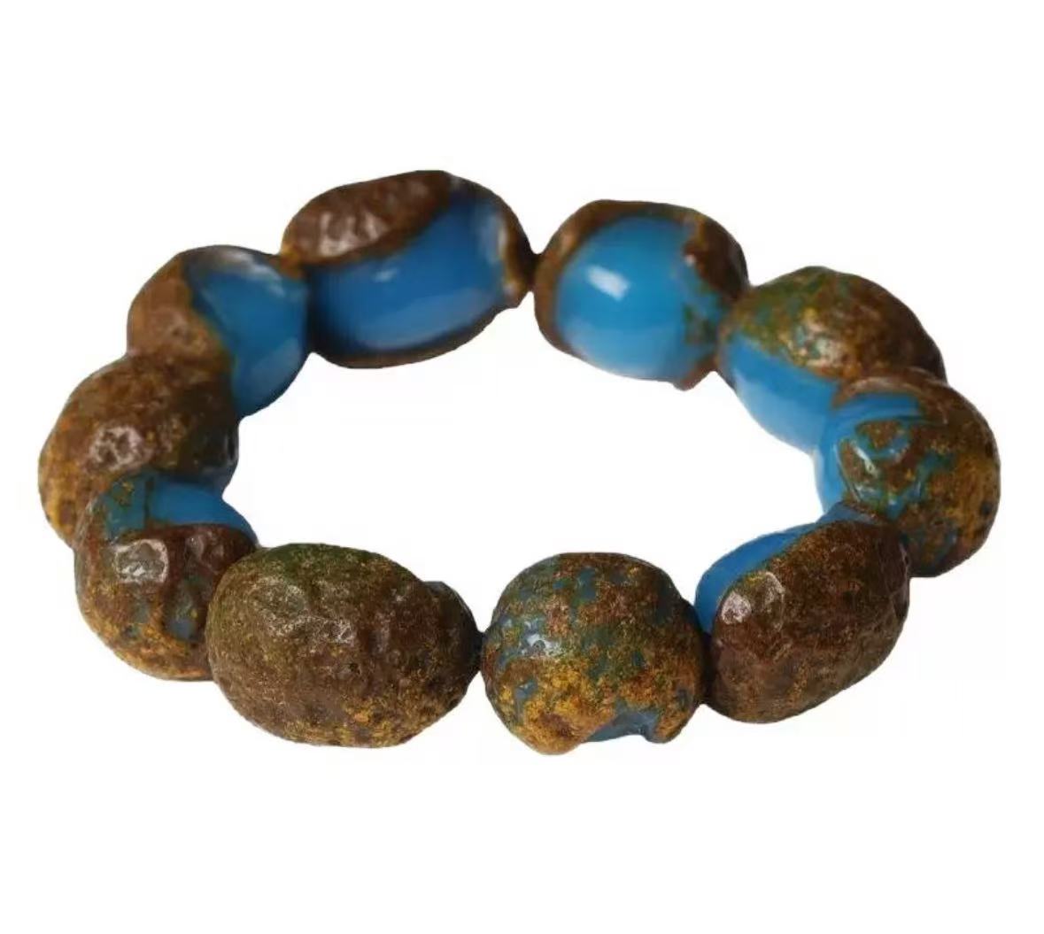 Mexican Blue Amber & Raw Honey Amber Bracelet – The Ancient Sunstone of Clarity & Protection product photo